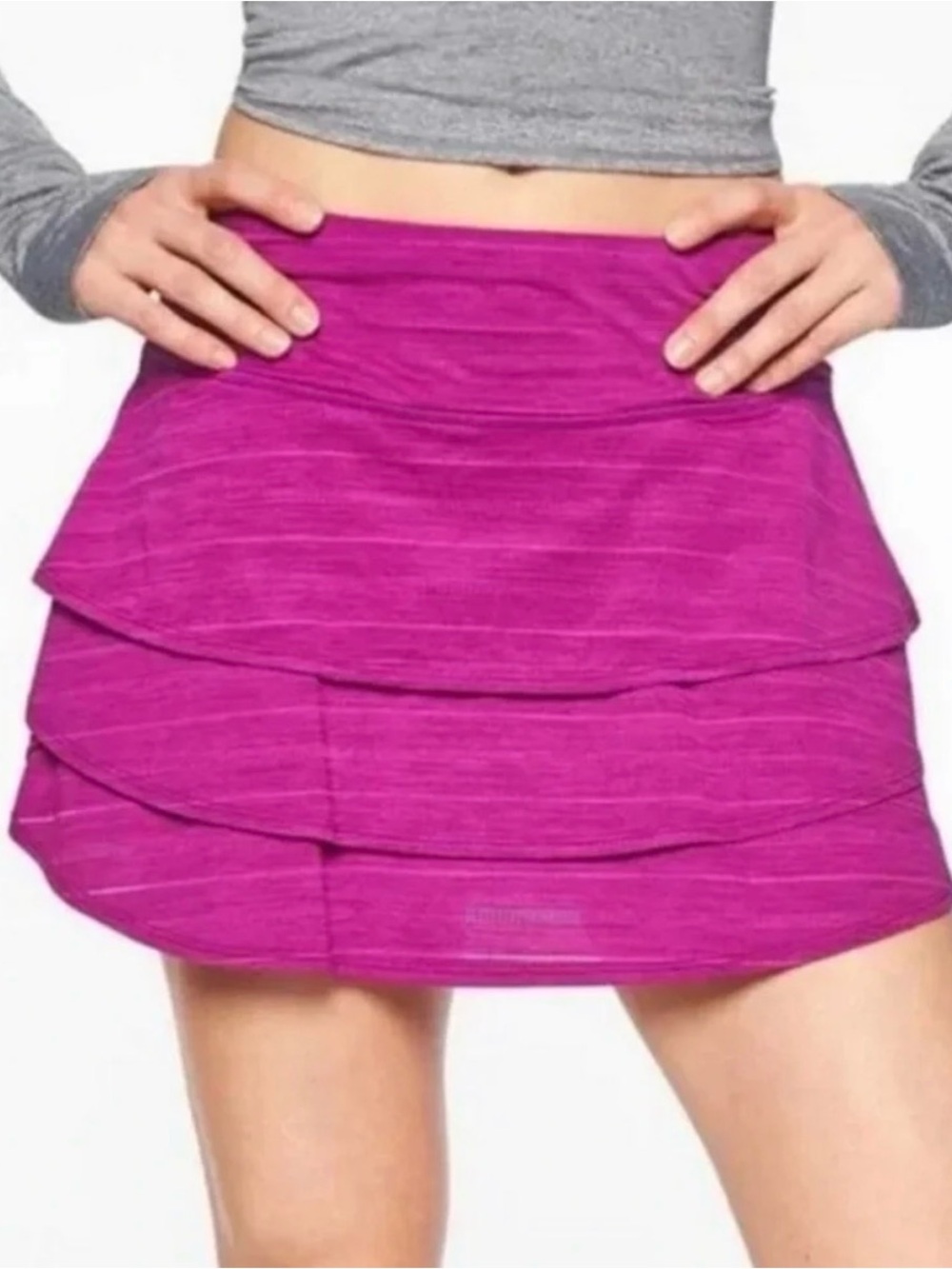Athleta Swagger vibrant fuchsia, tiered ruffle skort